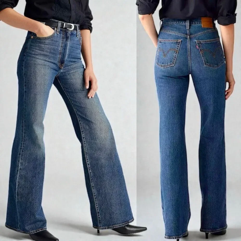 Levi’s Ribcage Ultra High Rise Flare Jeans Vintage Wash Size 32 NWOT - Picture 2 of 13